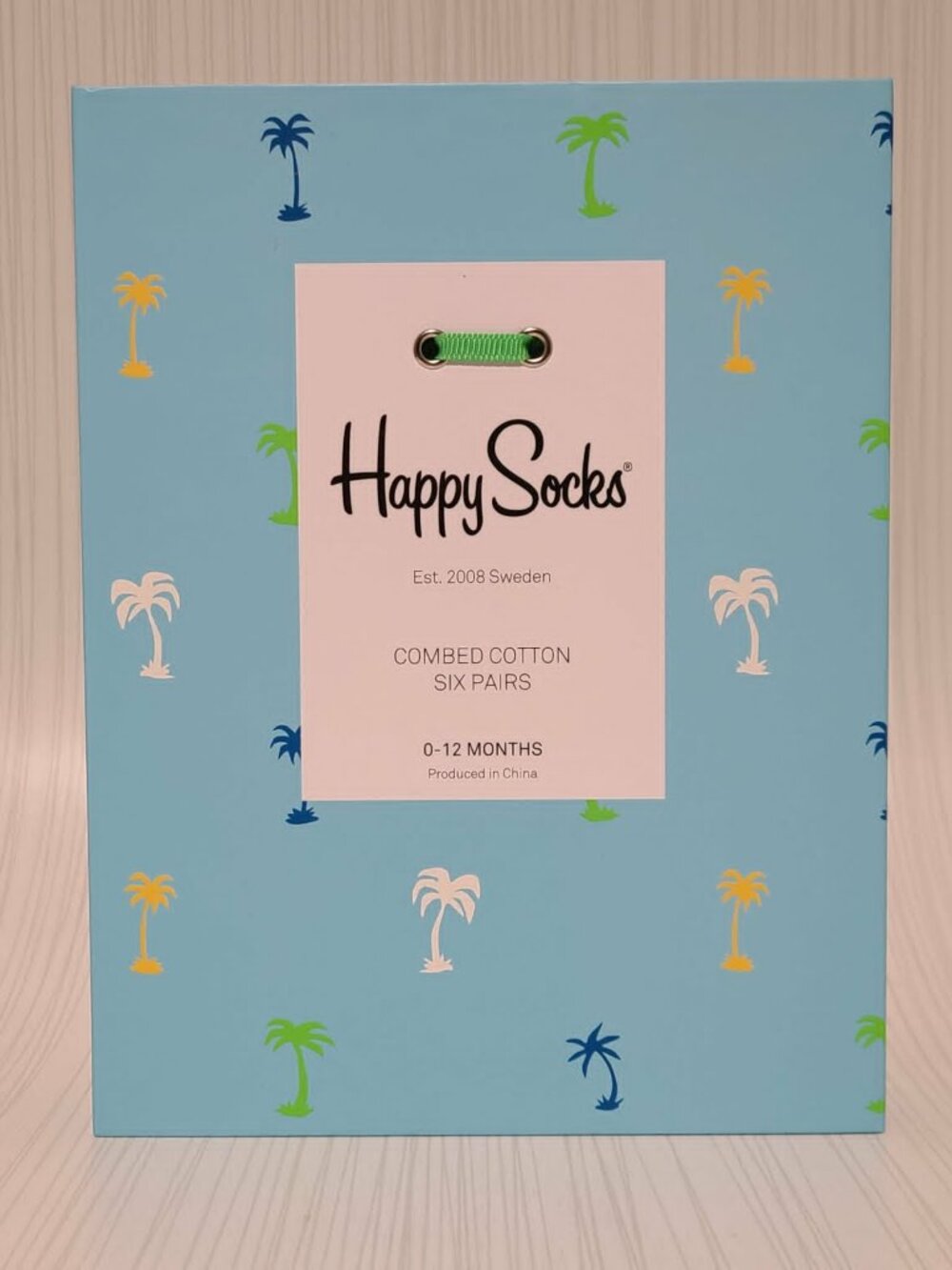 Happy Sock 6 Pair Pack 77% Cotton Socks Palm Trees Magnet Snap Gift Box Baby Soc